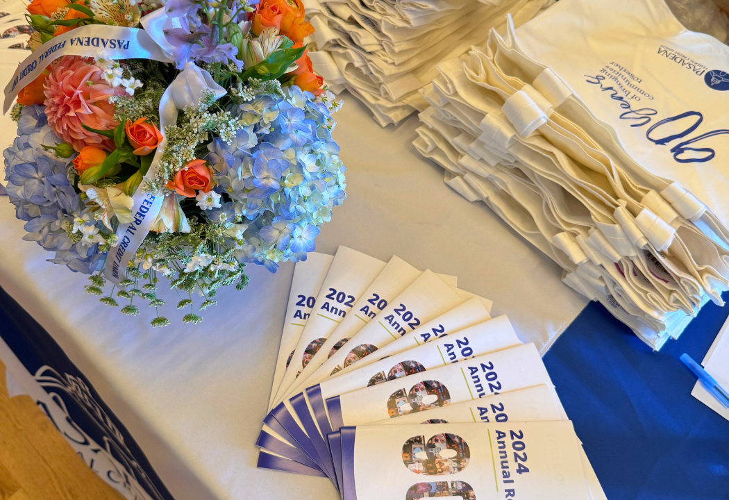PFCU branded items sitting on a table.
